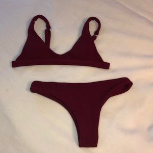 maroon two piece bikini set